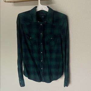 Tommy Hilfiger Dark Green Plaid Button Down Shirt
